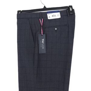 Tommy Hilfiger Men's Modern-Fit Stretch Dress Pants Grey Blue Plaid 38x32 NWT